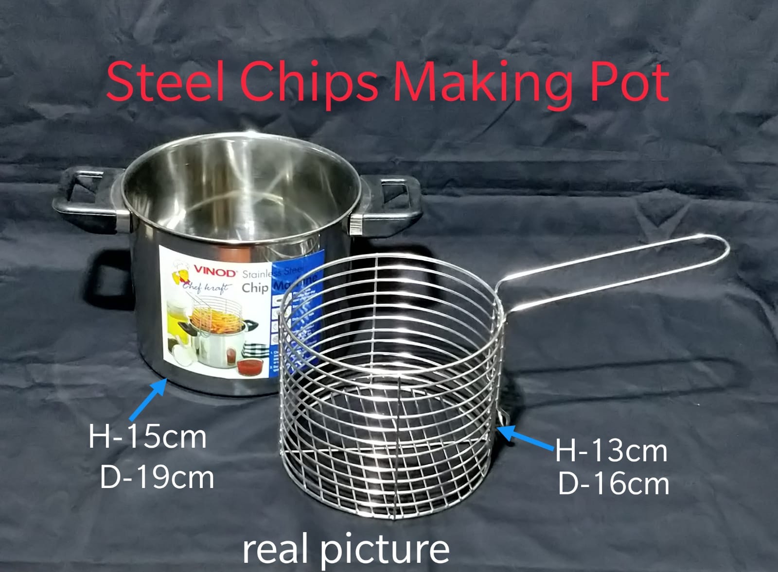 2Pcs stainless steel kitchen chips machine/pot