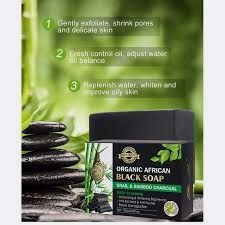 Organic African Black Soap With Snail & Bamboo Charcoal, 120g
