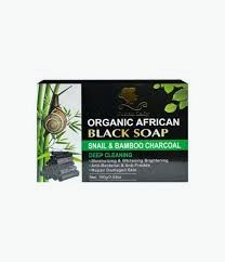 Organic African Black Soap With Snail & Bamboo Charcoal, 120g