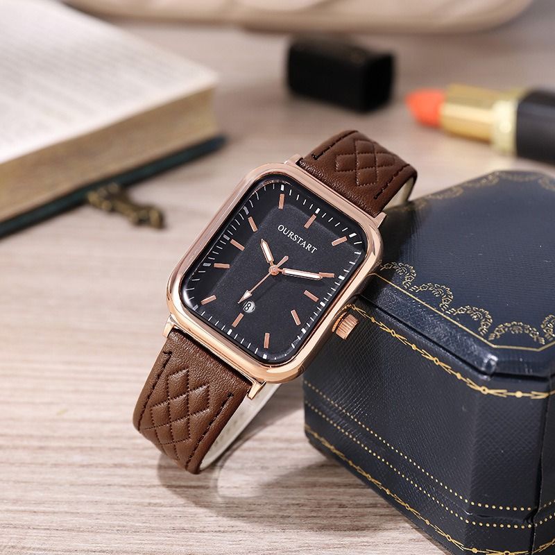 2024 Africa New Korean Women's Watch Casual RetroTiktok Live Diamond Quartz Belt Calendar Women's Watches Leisure Metal Watches + Lovers Girlfriends Wife's Birthday Holiday Gift
