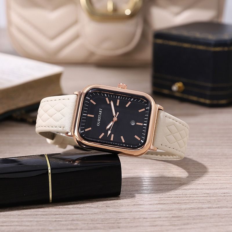 2024 Africa New Korean Women's Watch Casual RetroTiktok Live Diamond Quartz Belt Calendar Women's Watches Leisure Metal Watches + Lovers Girlfriends Wife's Birthday Holiday Gift