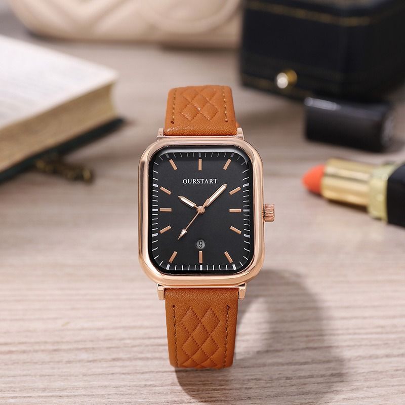 2024 Africa New Korean Women's Watch Casual RetroTiktok Live Diamond Quartz Belt Calendar Women's Watches Leisure Metal Watches + Lovers Girlfriends Wife's Birthday Holiday Gift
