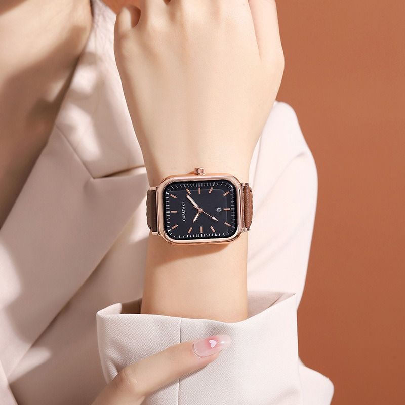 2024 Africa New Korean Women's Watch Casual RetroTiktok Live Diamond Quartz Belt Calendar Women's Watches Leisure Metal Watches + Lovers Girlfriends Wife's Birthday Holiday Gift