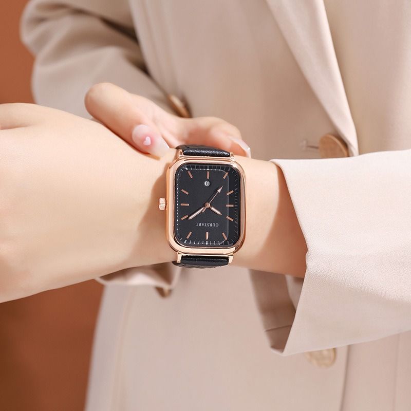 2024 Africa New Korean Women's Watch Casual RetroTiktok Live Diamond Quartz Belt Calendar Women's Watches Leisure Metal Watches + Lovers Girlfriends Wife's Birthday Holiday Gift