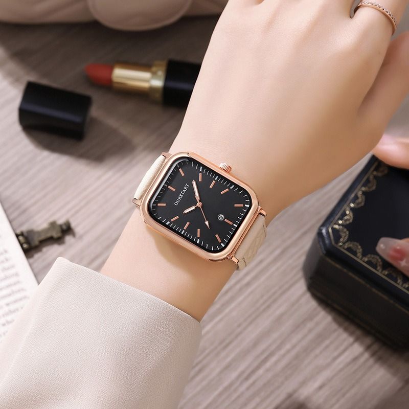 2024 Africa New Korean Women's Watch Casual RetroTiktok Live Diamond Quartz Belt Calendar Women's Watches Leisure Metal Watches + Lovers Girlfriends Wife's Birthday Holiday Gift
