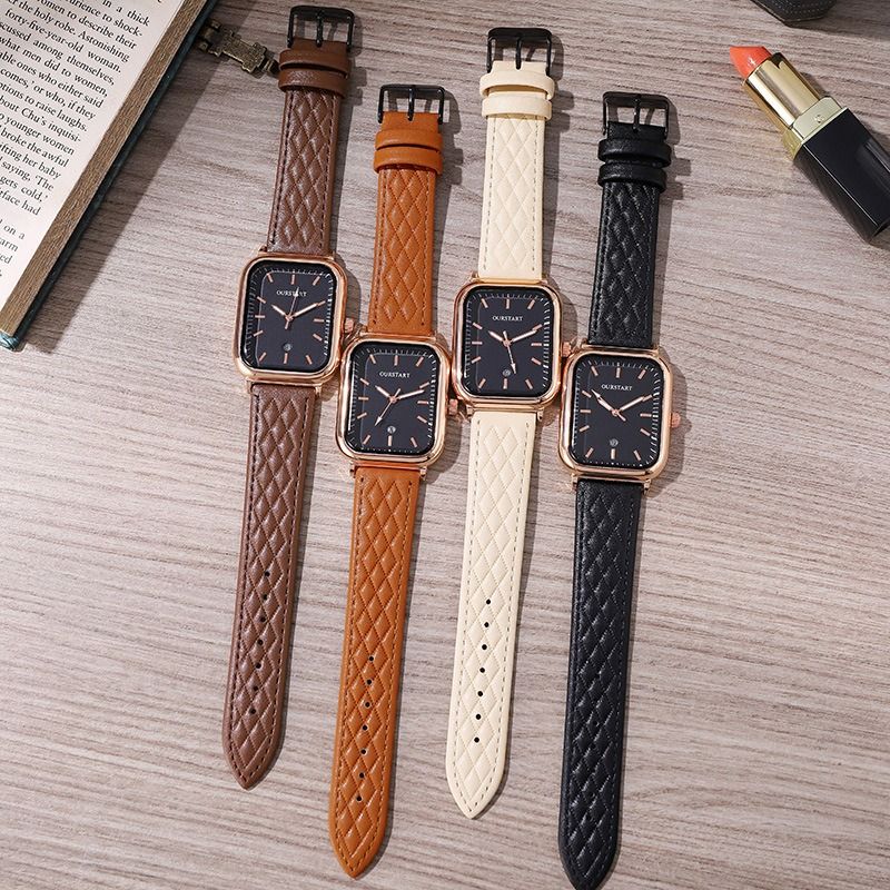2024 Africa New Korean Women's Watch Casual RetroTiktok Live Diamond Quartz Belt Calendar Women's Watches Leisure Metal Watches + Lovers Girlfriends Wife's Birthday Holiday Gift