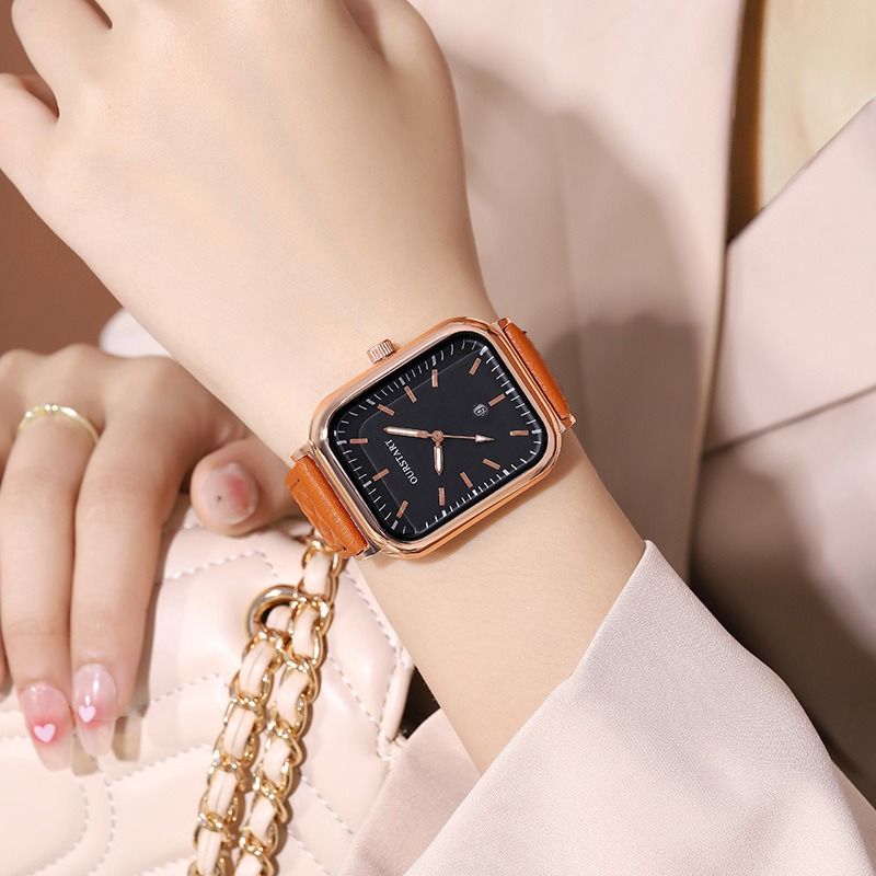2024 Africa New Korean Women's Watch Casual RetroTiktok Live Diamond Quartz Belt Calendar Women's Watches Leisure Metal Watches + Lovers Girlfriends Wife's Birthday Holiday Gift