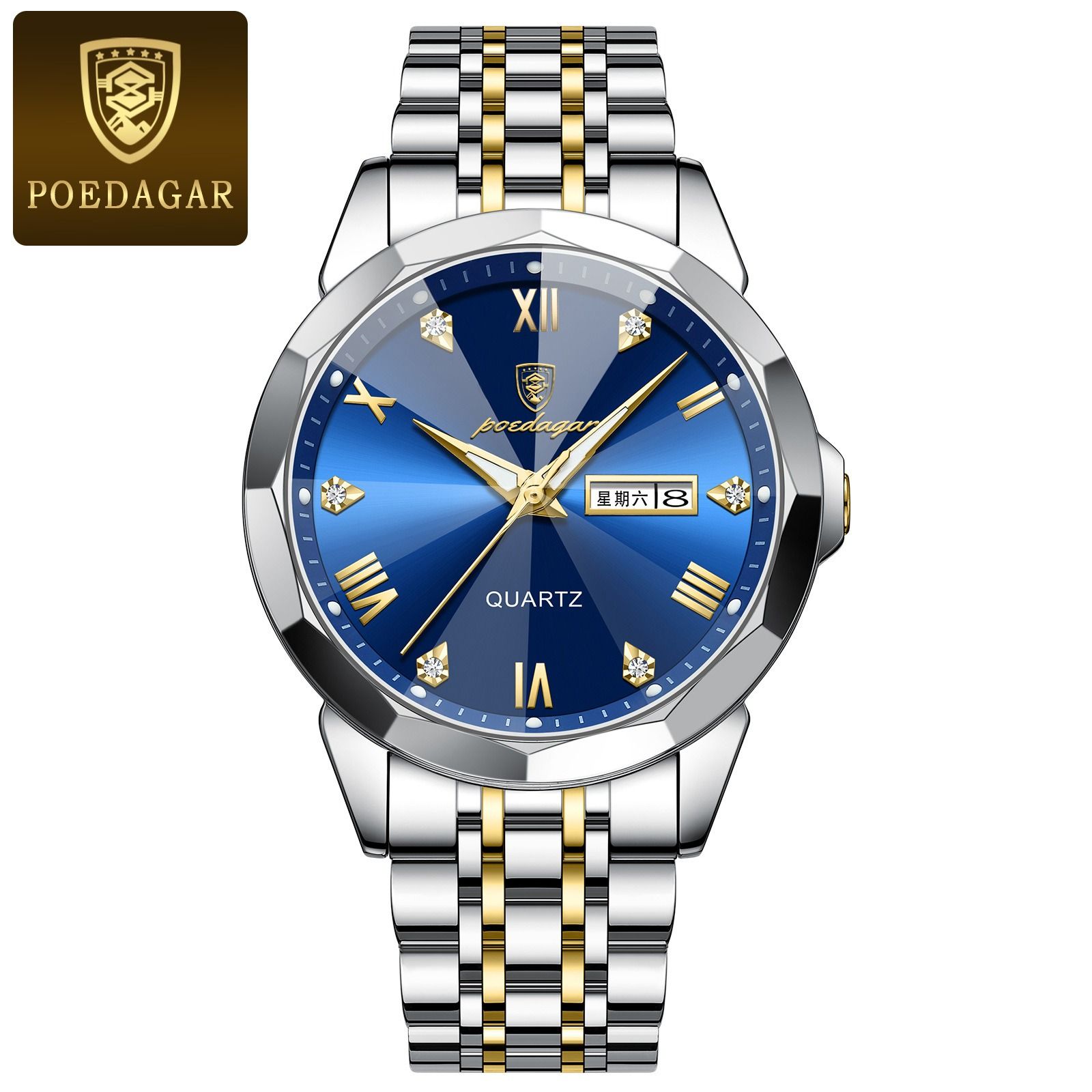 Swiss Brand Genuine Quartz Watch New 30M Waterproof Luminous Men's Fully Automatic Solid Belt Quartz Watch Student Korean Digital Large Dial Fashionable Casual Business Sports Watch Men's Watch