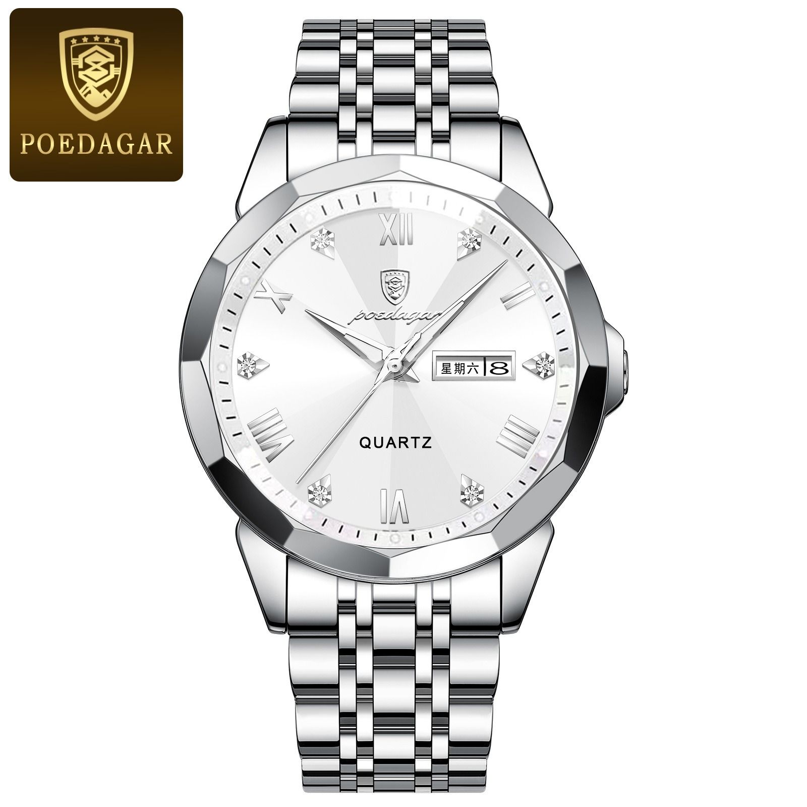 Swiss Brand Genuine Quartz Watch New 30M Waterproof Luminous Men's Fully Automatic Solid Belt Quartz Watch Student Korean Digital Large Dial Fashionable Casual Business Sports Watch Men's Watch