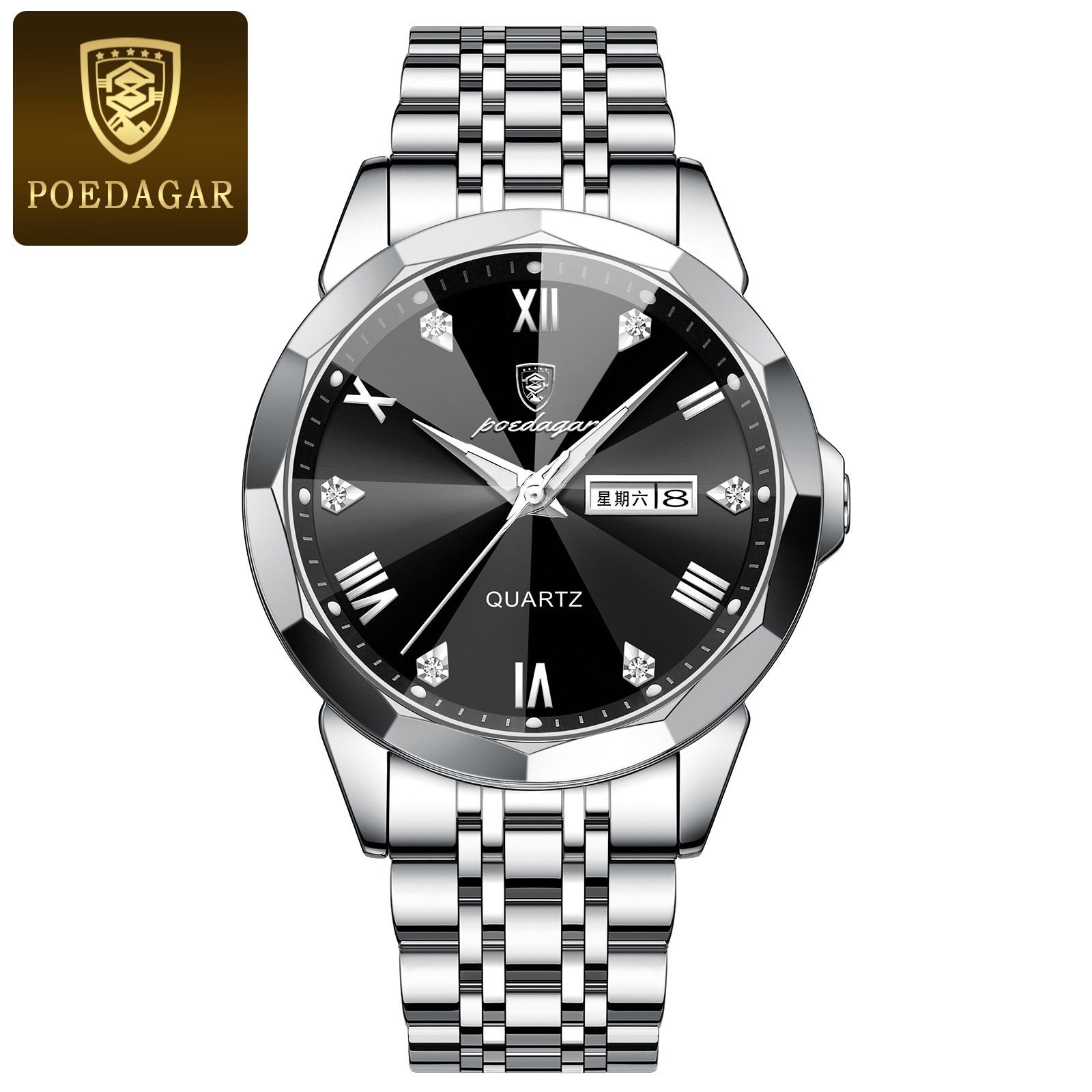 Swiss Brand Genuine Quartz Watch New 30M Waterproof Luminous Men's Fully Automatic Solid Belt Quartz Watch Student Korean Digital Large Dial Fashionable Casual Business Sports Watch Men's Watch