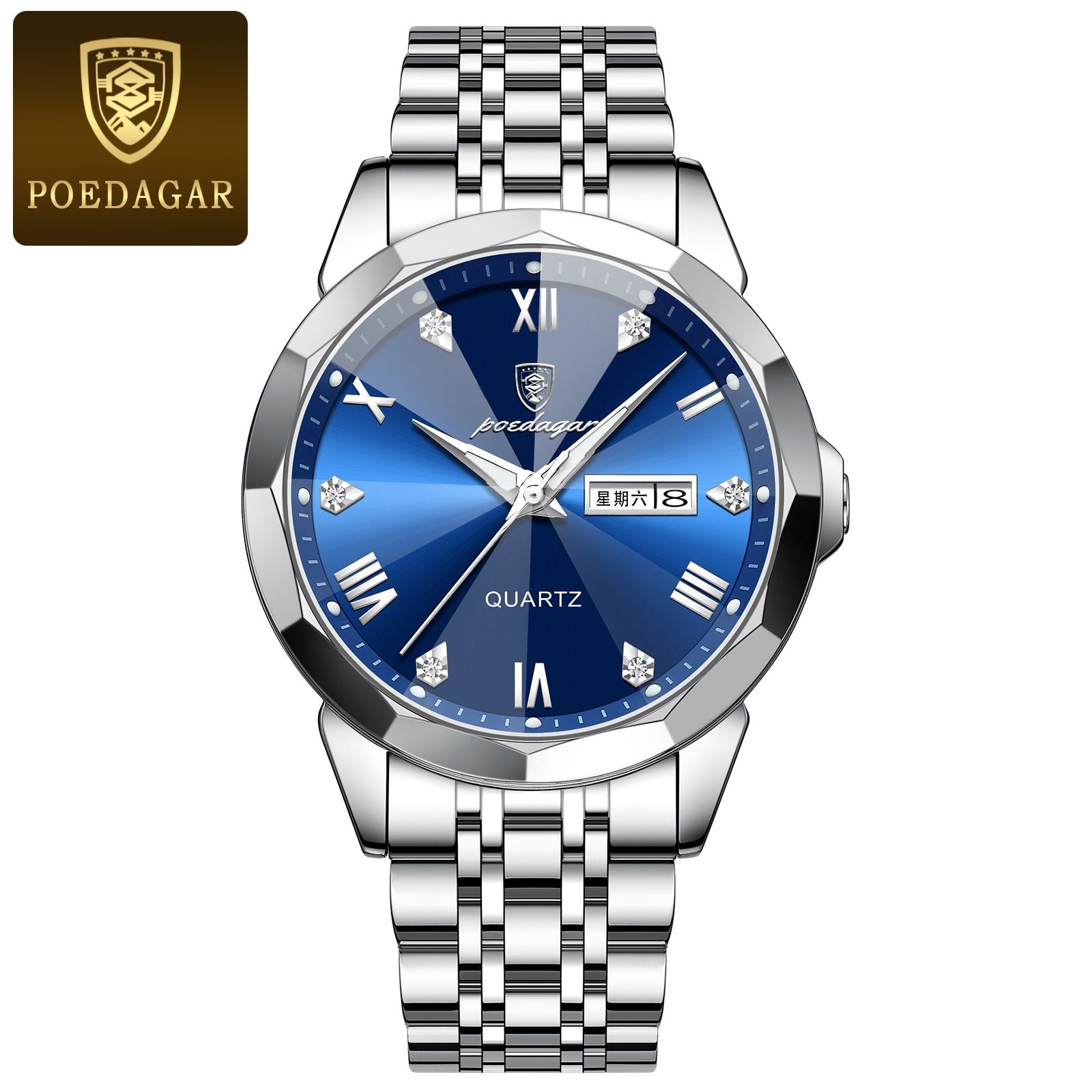 Swiss Brand Genuine Quartz Watch New 30M Waterproof Luminous Men's Fully Automatic Solid Belt Quartz Watch Student Korean Digital Large Dial Fashionable Casual Business Sports Watch Men's Watch