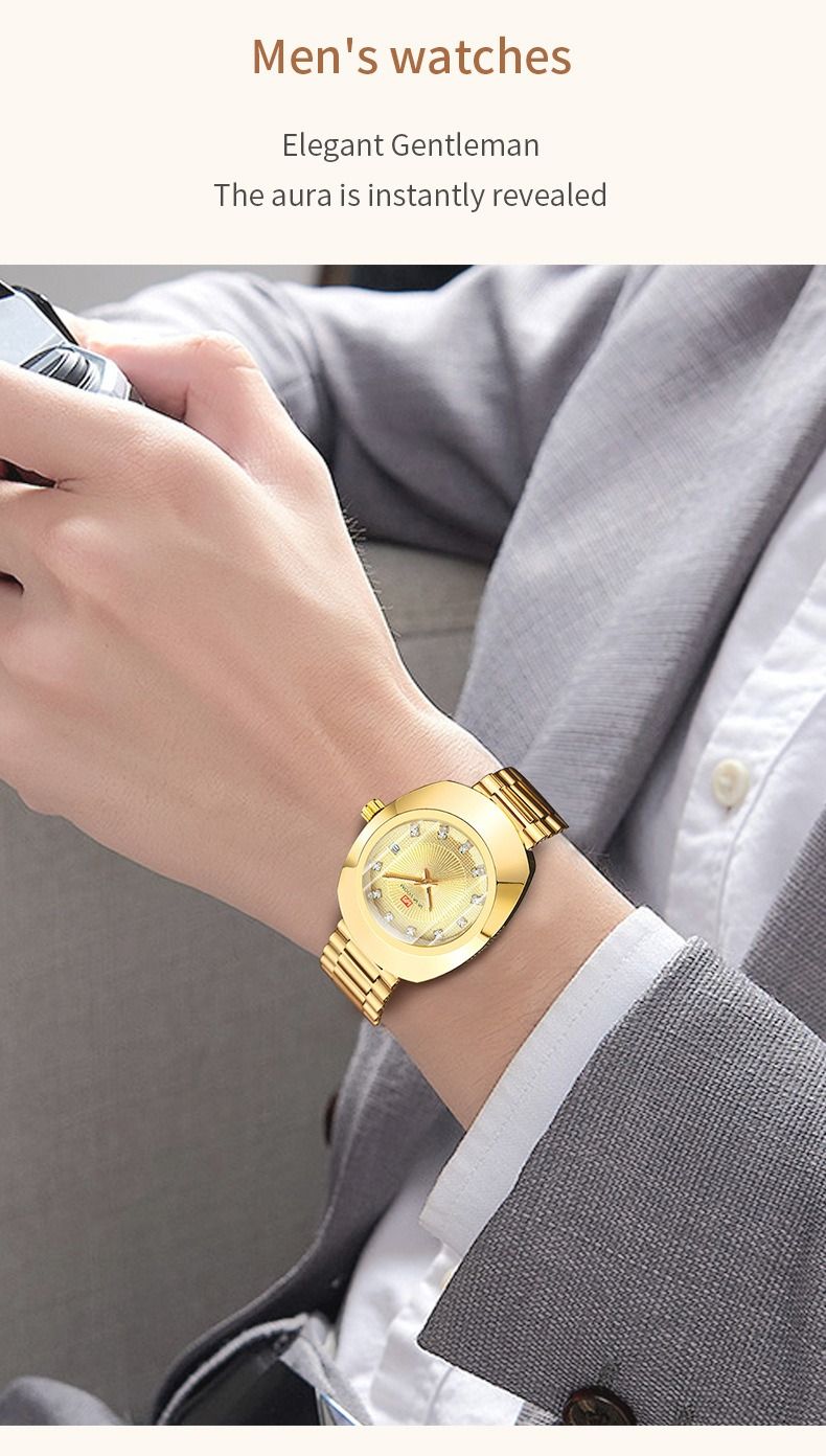 2024 VA VA VOOM-Branded Fully Automatic Movement Watch Calendar Suitable For Men / Women Non-Mechanical Design 30M Waterproof Suitable Quartz Watch Gold Diamond Set Steel Strap Watch Couple