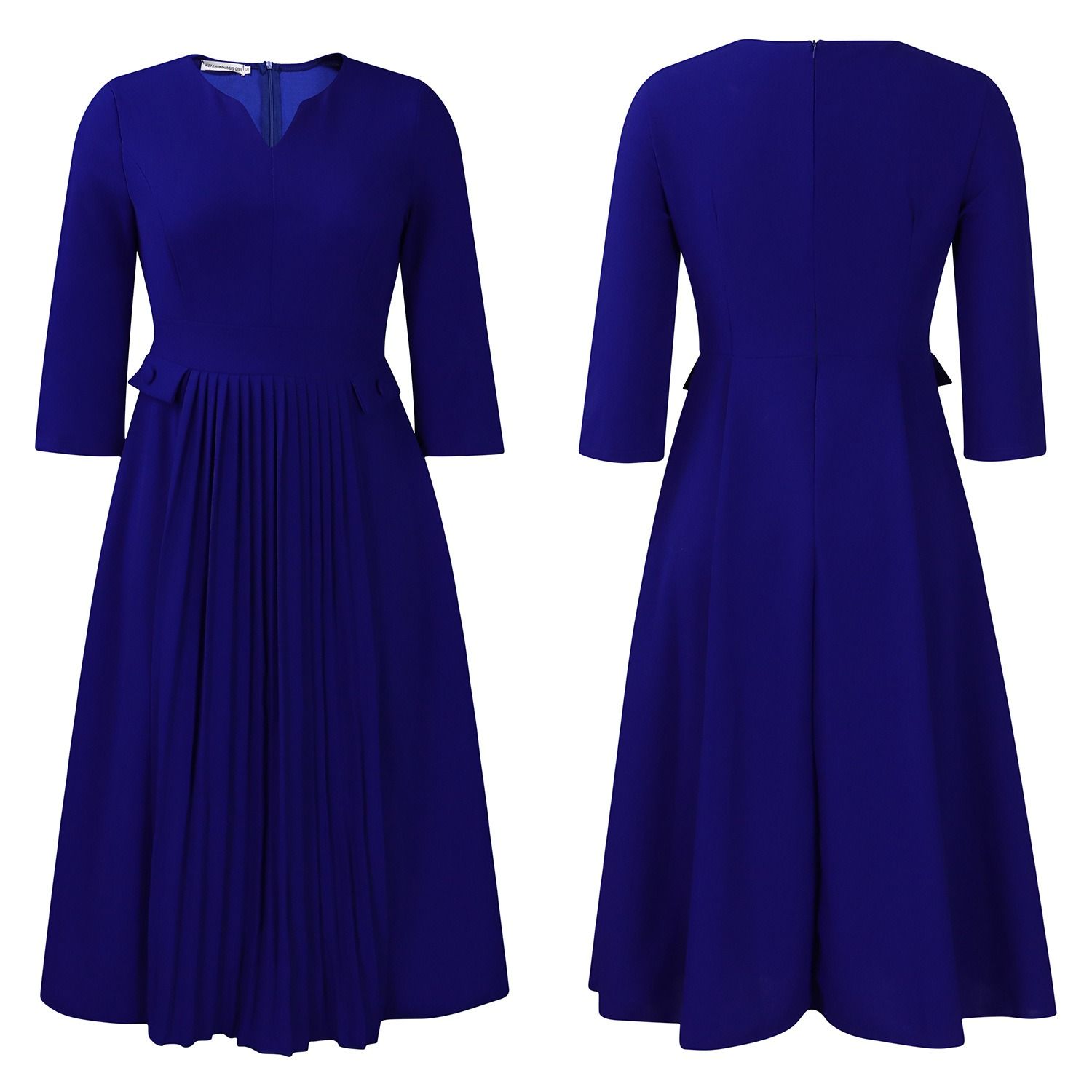 2025 Africa Europe America D529 Women's Autumn New Fashion Temperament Elegant Solid Color Pleated Plus-size Dress Solid Color Pattern Creasing Process Temperament Elegant Style