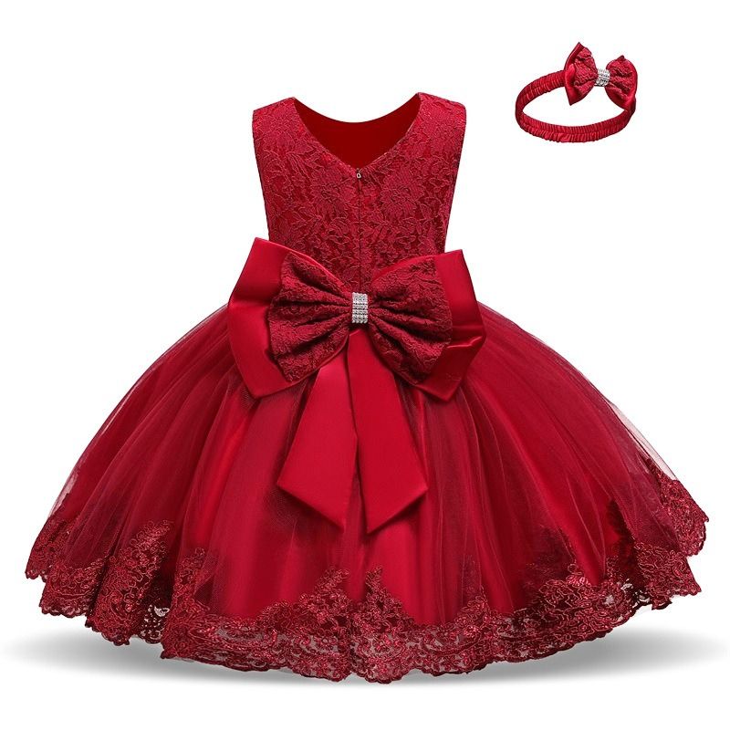 Baby Princess Dress Baby one year dress Bow pompadour dress Baby lace dress Amazon