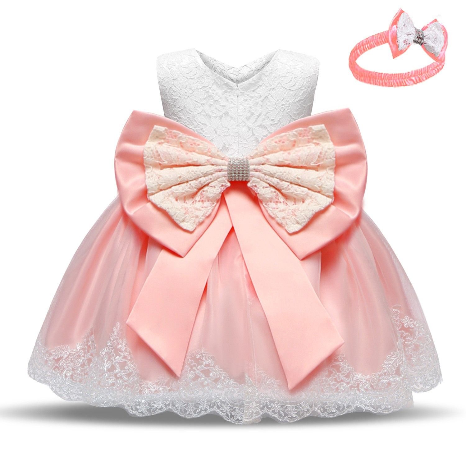 Baby Princess Dress Baby one year dress Bow pompadour dress Baby lace dress Amazon