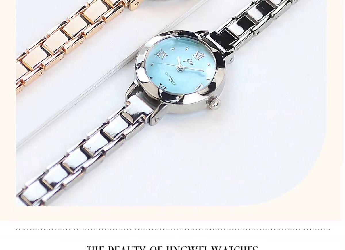 Africa New Fashion Style Women's Watch Students Small Dial 2025 Korean Version Temperament Simple Electronic Quart  Watch White Chrome-plated Case Bright Beautiful Refined Aloy Strap Comfortable Fit