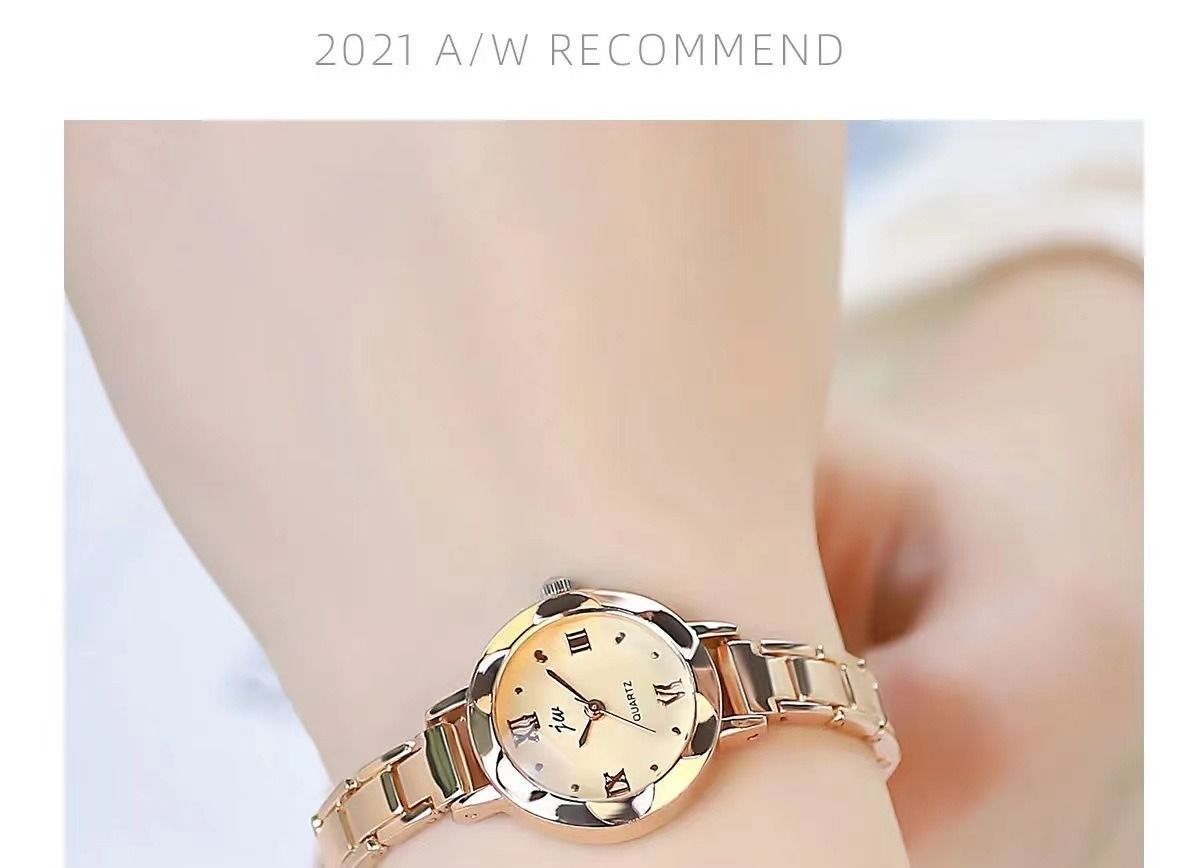 Africa New Fashion Style Women's Watch Students Small Dial 2025 Korean Version Temperament Simple Electronic Quart  Watch White Chrome-plated Case Bright Beautiful Refined Aloy Strap Comfortable Fit