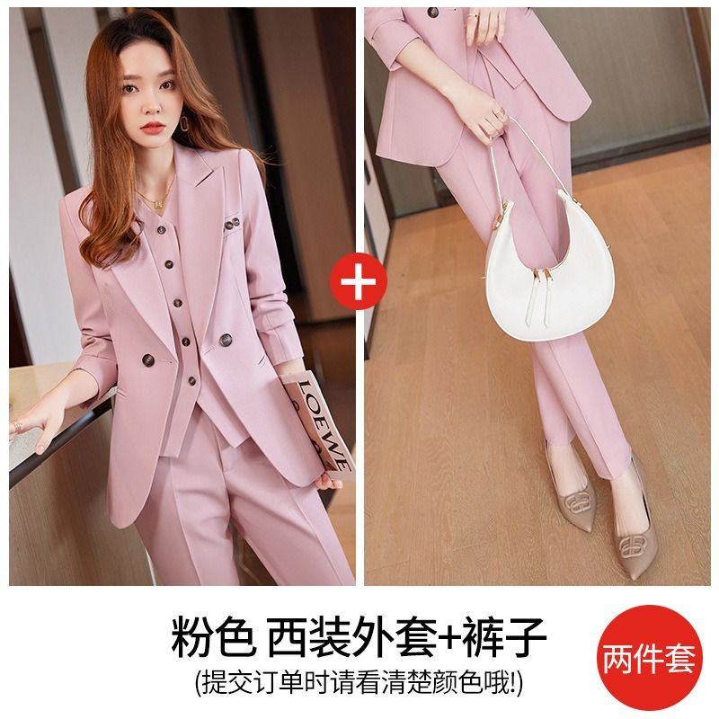 African European American 2026 Dark blue Business Suit Blazer Three-piece Professional Outfit Women Business Formal Wear Manager's Work Attire Soft Comfortable Anti-wrinkle Durable Elegant Charming