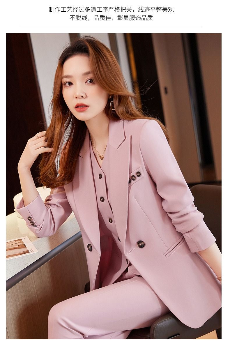 African European American 2026 Dark blue Business Suit Blazer Three-piece Professional Outfit Women Business Formal Wear Manager's Work Attire Soft Comfortable Anti-wrinkle Durable Elegant Charming