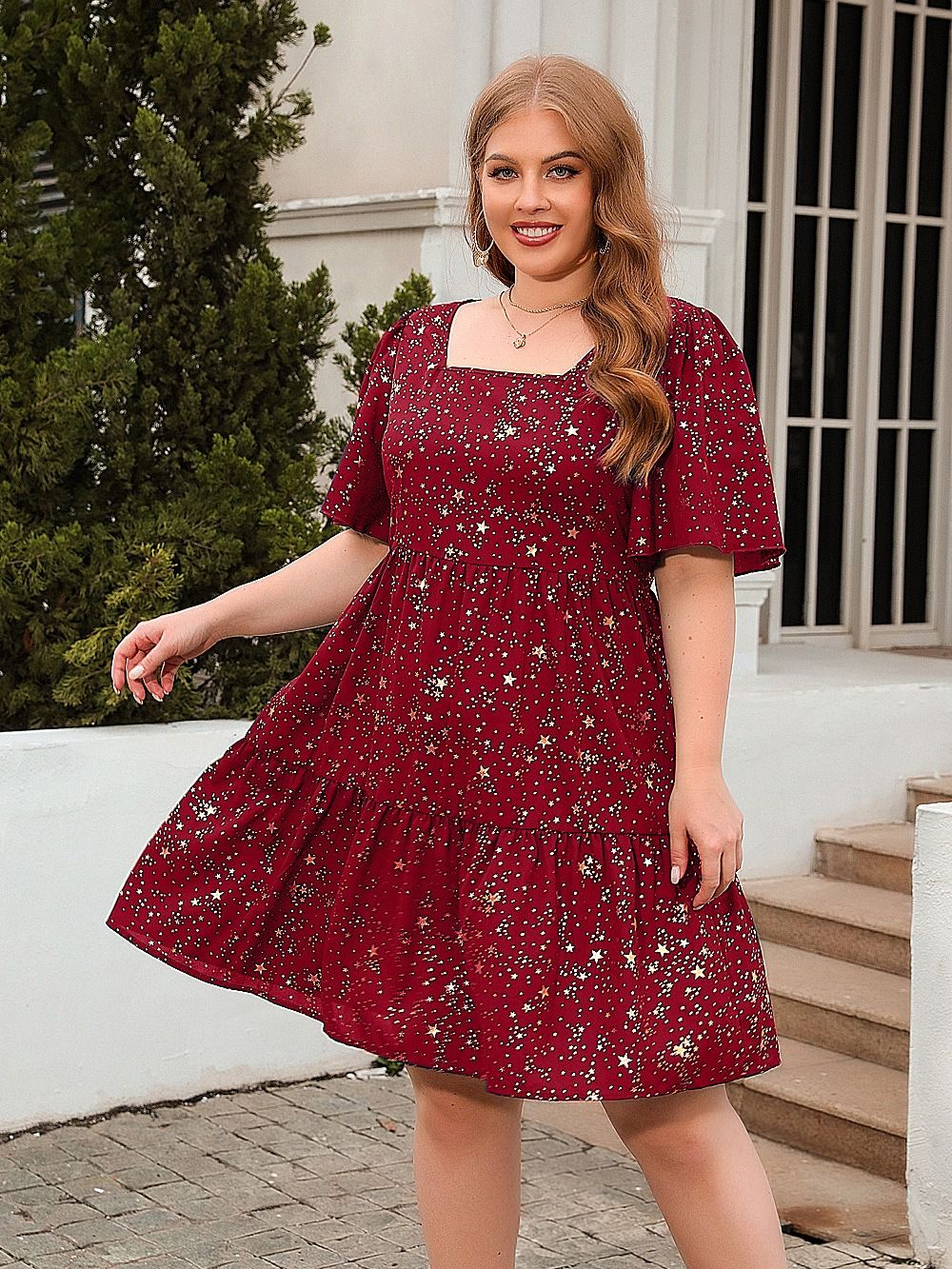 2026 African European American Amazon Foil Stamping Printing Casual & Loose-fitting Dress Cocktail Party Elegant Dress Plus-size Women's Clothing Printed Fabric Popular Sequin Elements Elegant Style