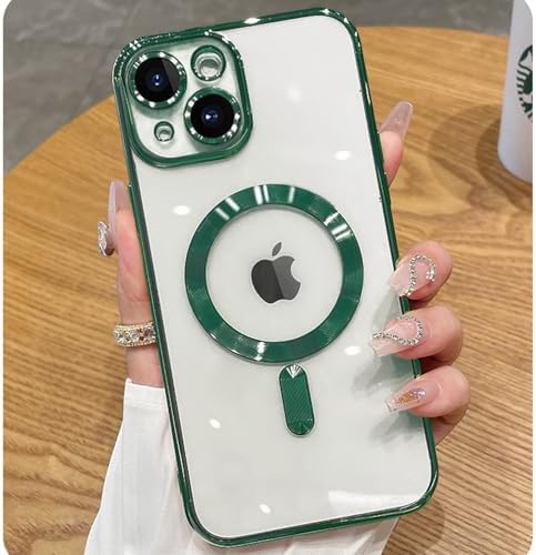 Luxury Slim Plating TPU Bumper Drop Protective Magnetic Phone Case Cover Compatible with Magsafe for iPhone 15 Series, 14 Series, 13 Series, 12 Series, 11 Series