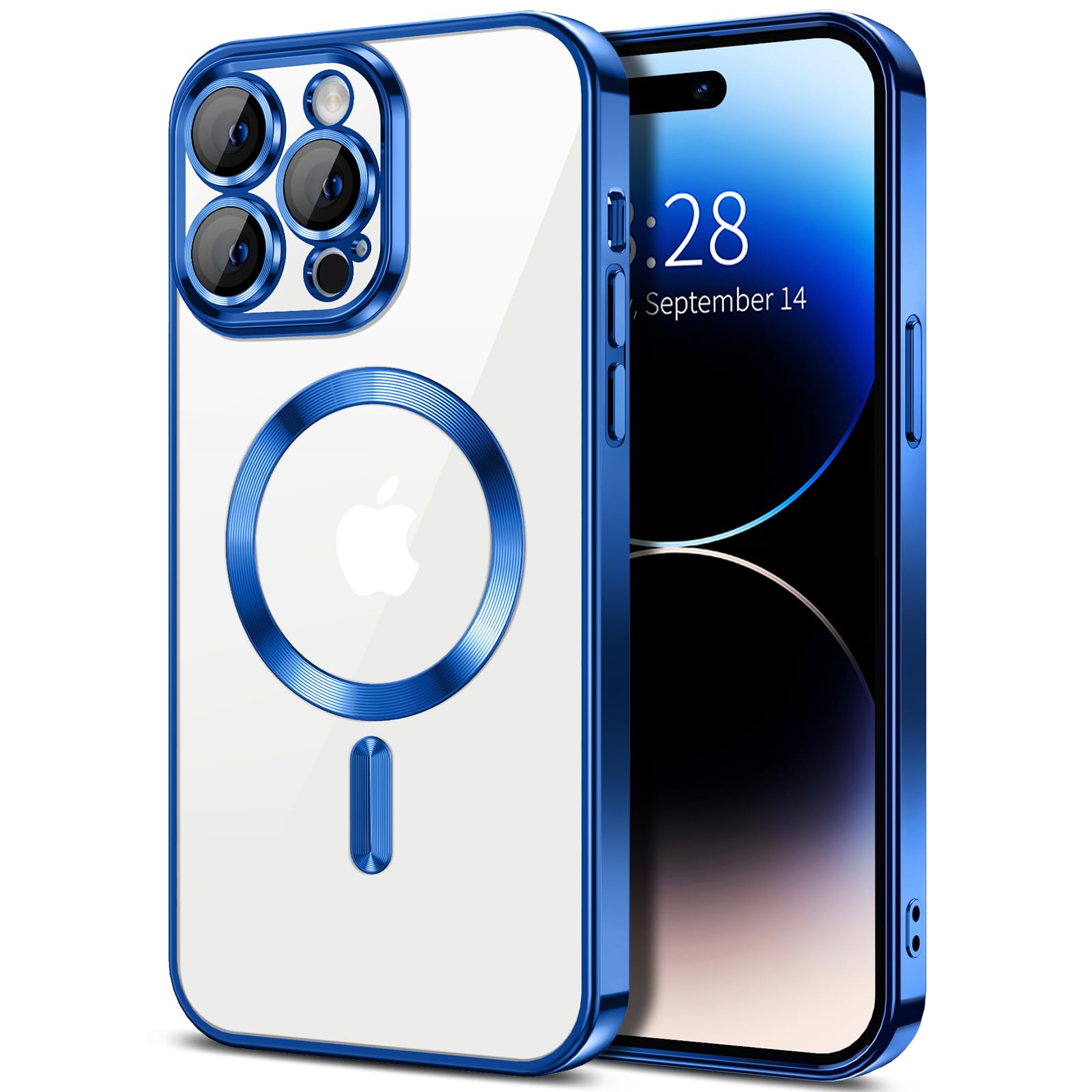 Luxury Slim Plating TPU Bumper Drop Protective Magnetic Phone Case Cover Compatible with Magsafe for iPhone 15 Series, 14 Series, 13 Series, 12 Series, 11 Series