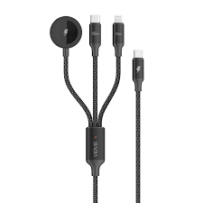 Vidvie Multifunctional 3 in 1 Data Cable- Type C to Type C+ Lightning+Wireless charging Cable for iPhones, iWatches, Samsung, Oppo, Xiaomi, Nokia, Realme Phones