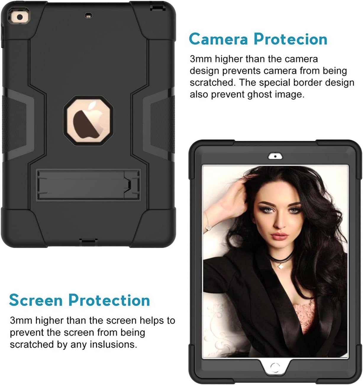 3 in 1 Hybrid Heavy Duty Rugged Kickstand Shockproof Anti-Scratch Protective Case for iPad 10.2" [7th Gen, 8th Gen, 9th Gen] Only