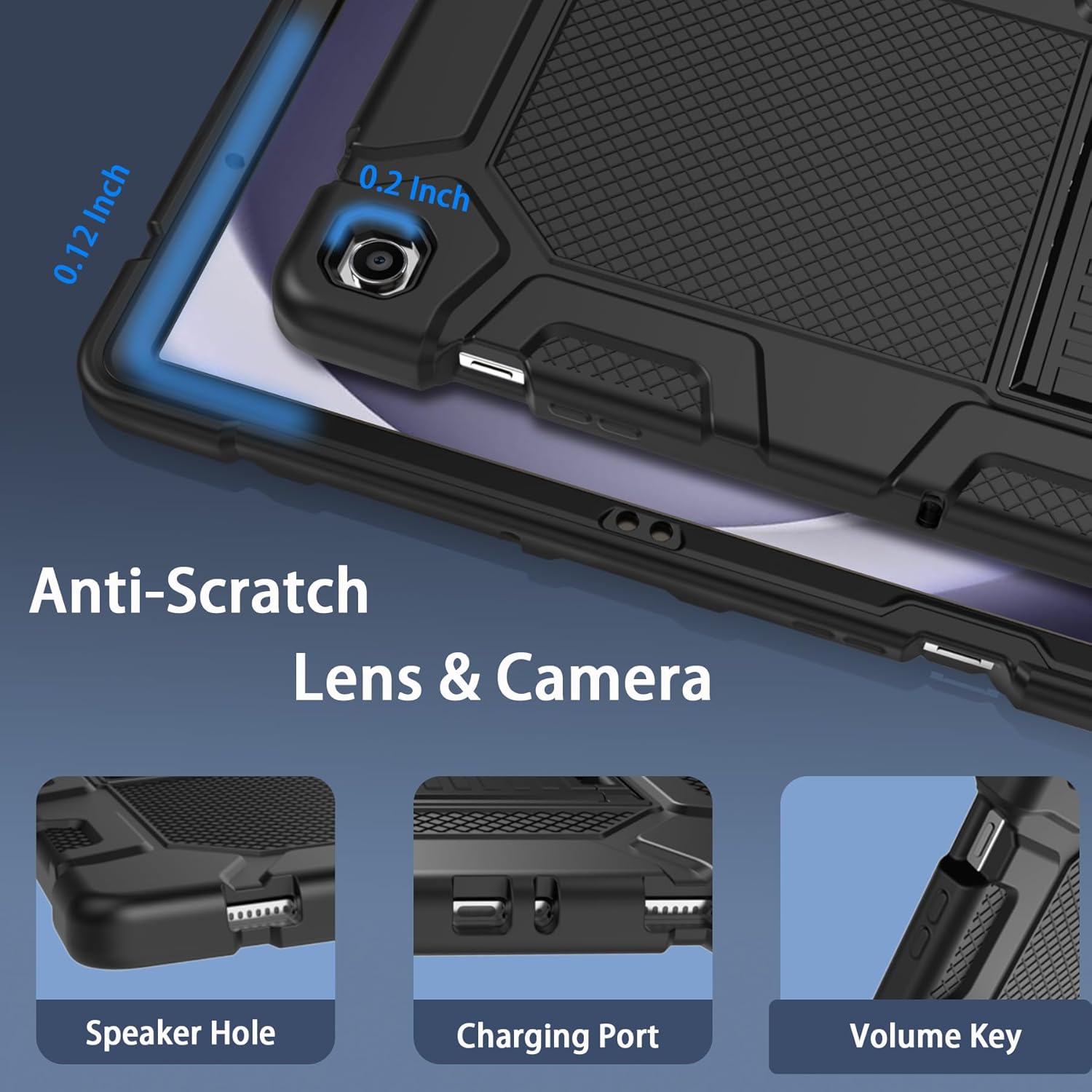 3 in 1 Hybrid Heavy Duty Rugged Kickstand Shockproof Anti-Scratch Protective Case for Samsung Galaxy Tab A9+ 11" 2023