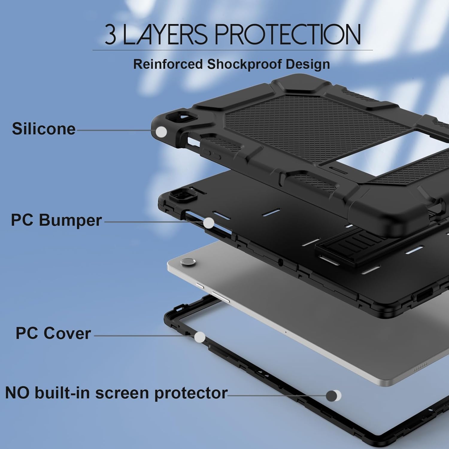 3 in 1 Hybrid Heavy Duty Rugged Kickstand Shockproof Anti-Scratch Protective Case for Samsung Galaxy Tab A9+ 11" 2023