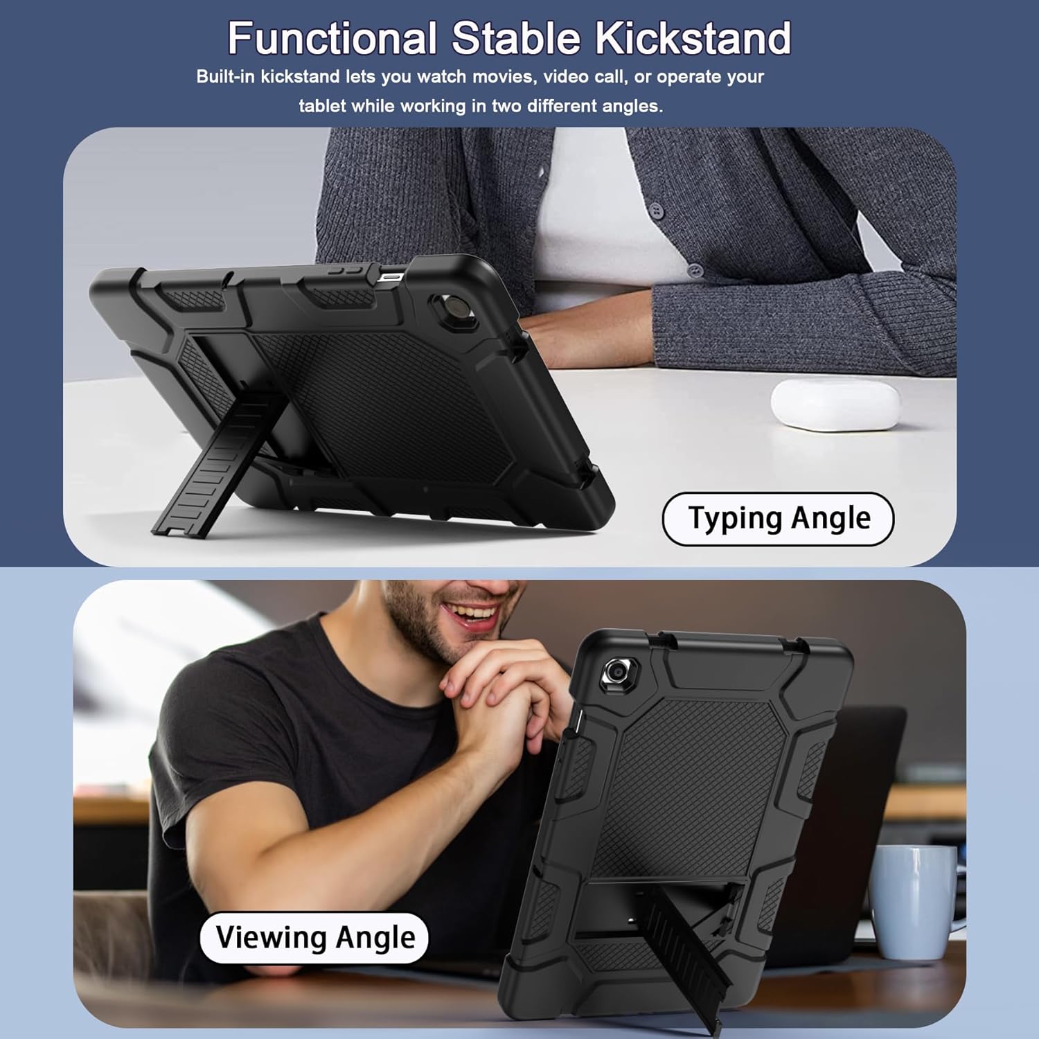 3 in 1 Hybrid Heavy Duty Rugged Kickstand Shockproof Anti-Scratch Protective Case for Samsung Galaxy Tab A9+ 11" 2023