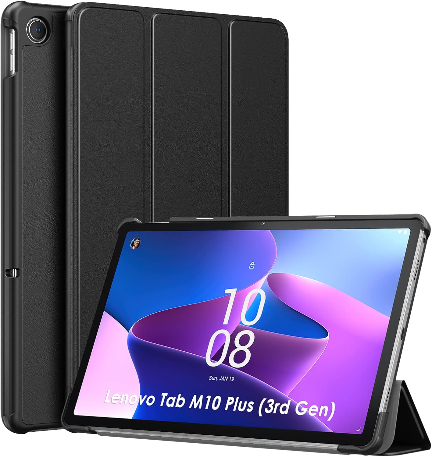 Smart Case Slim Folio Tri-fold Stand Protective Cover Case for Lenovo M10 Plus (2nd Gen)/Tab M10 FHD Plus (2nd Gen)-TB-X606X, TB-X606V, TB-X606F