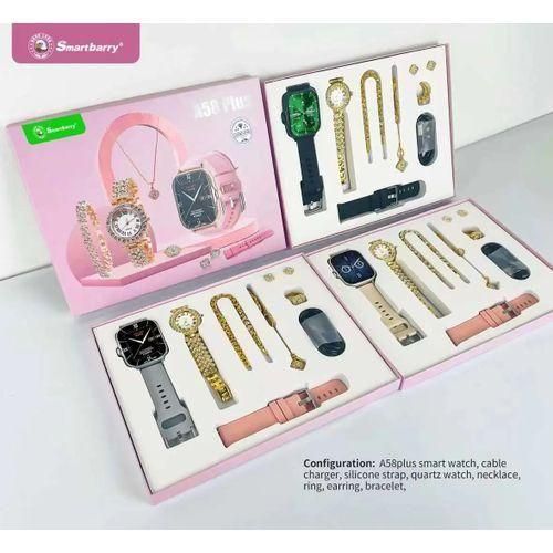 A58 Plus 2.01 Inch 7 In 1 Smart Watches 49mm Leather BT Call Black