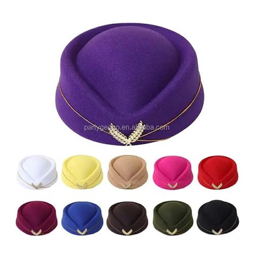 Women Air Hostesses Hat Party Hats Costume Cosplay-blue