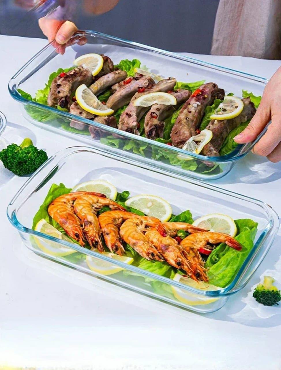 2pcs High Quality Heat Resistant Glass Bake Pan