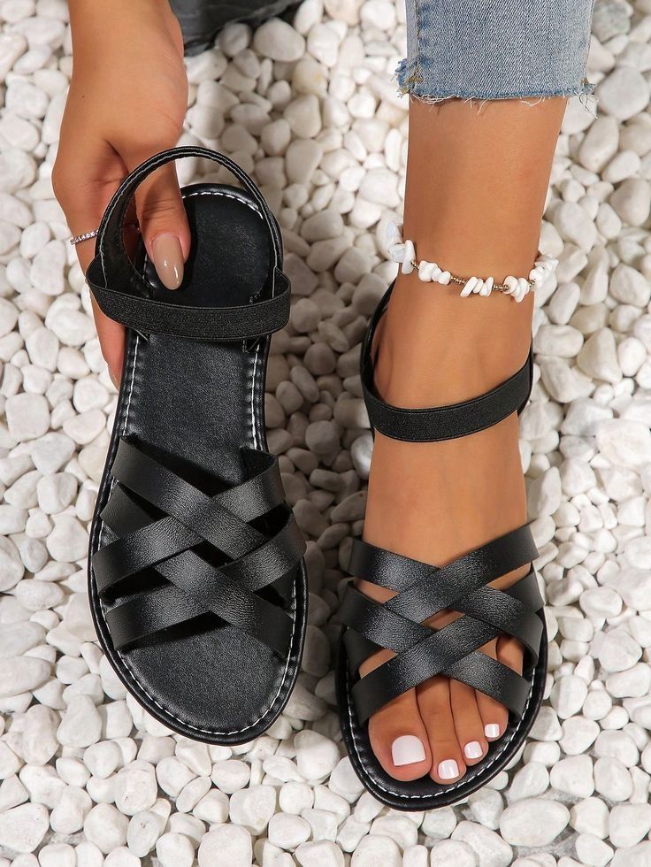 Women's Shoes Sandals Leather ladies Flats Sandals New Flat-soled ladies Sandals Large Size Women Shoes Flat Sandals Retro Girls Simple Open Shoes for Ladies