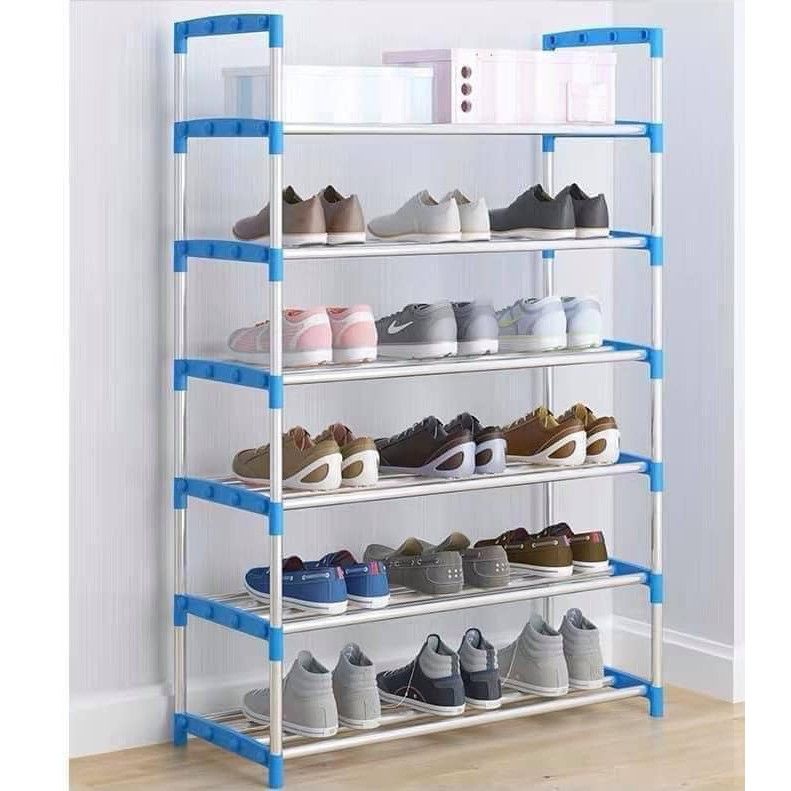 SHOE RACK. TC HEAVY DUTY 6 Layer Shoe Rack. Material PP And Stainless Steel Size 60*26*150 Cm Easy To Assemble And Disassemble Available In Pink, Black And Blue Affordable Portable Durable And Elega