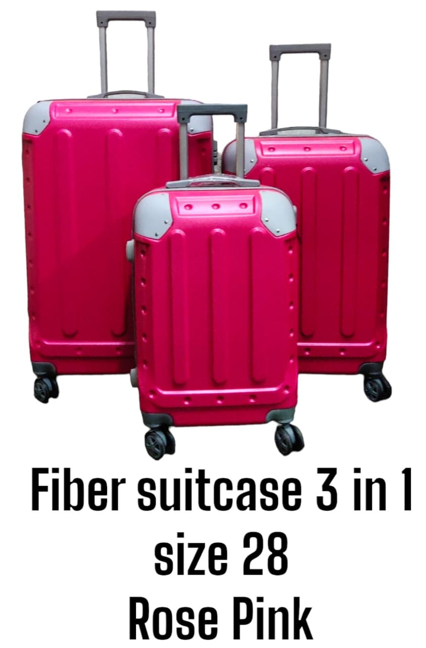 😇😇ENJOY 😉 YOUR HOLIDAY SEASON 😁 3IN1 FIBRE SUITCASE SIZE 28Stylish travel suitcase made from durable pvc. It comes with a set of 360-degree wheels for convenient movement. It is large and spacious