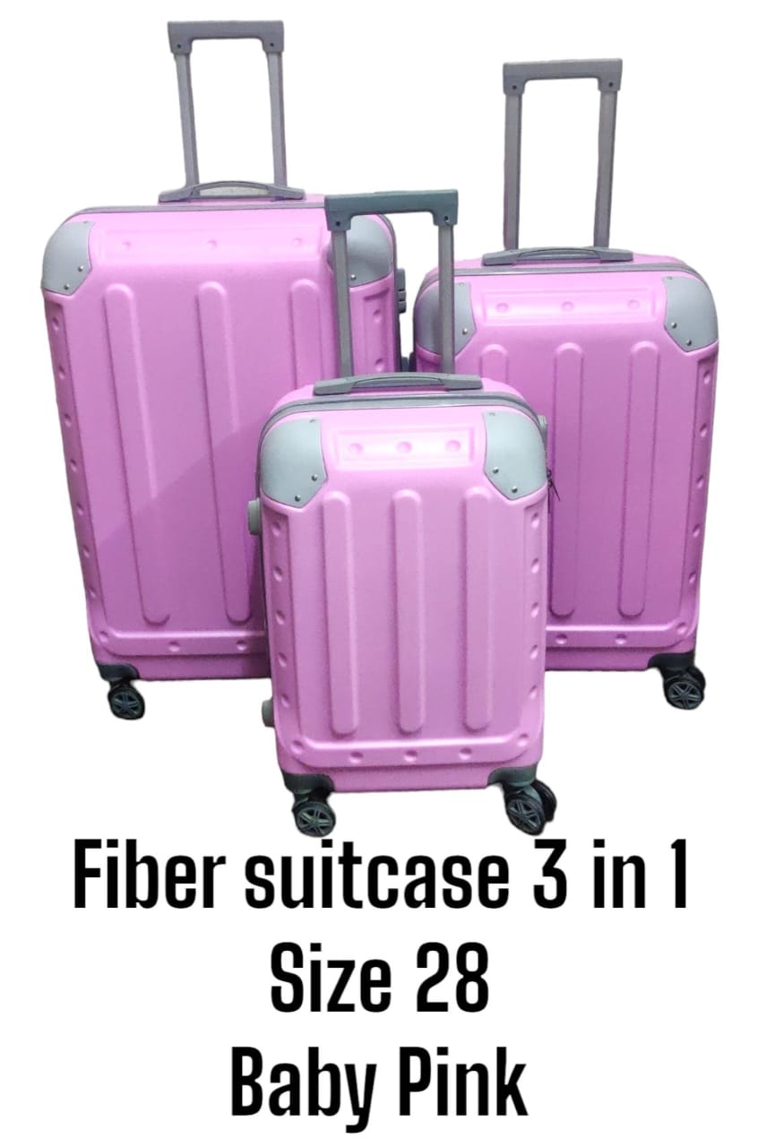😇😇ENJOY 😉 YOUR HOLIDAY SEASON 😁 3IN1 FIBRE SUITCASE SIZE 28Stylish travel suitcase made from durable pvc. It comes with a set of 360-degree wheels for convenient movement. It is large and spacious