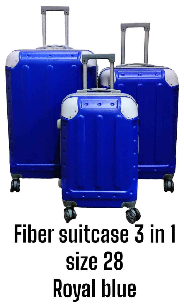 😇😇ENJOY 😉 YOUR HOLIDAY SEASON 😁 3IN1 FIBRE SUITCASE SIZE 28Stylish travel suitcase made from durable pvc. It comes with a set of 360-degree wheels for convenient movement. It is large and spacious