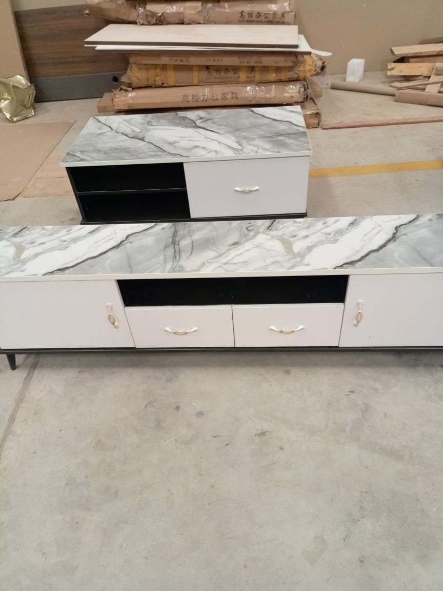 😍LISTING ON SALE🎁🎁 Marble Effect Wooden Tv stand.all made with MDF boards , ecologically correct material, which gives the piece good strength and durability.