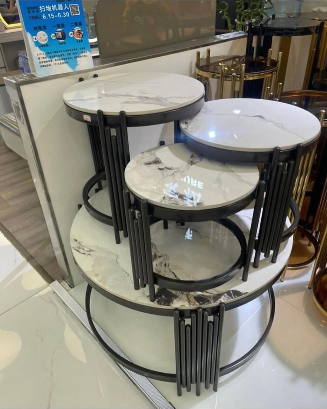 *price drop‼️‼️*
*4pc Combo Pure Marble Nesting Table*‼️

Size 
▪️80by48cm
▪️45by40cm
▪️40by36cm
▪️35by35cm
*Price drop‼️‼️*

▪️ *Offer price*‼️

*Available at the shop*