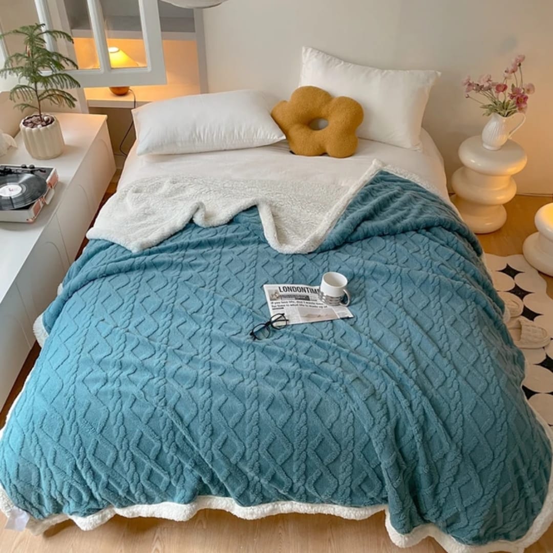 🎉🎉ENJOY COSYNESS & CONVENIENCE ✨️✨️Sherpa Fleece Blanket.Made from dual-layer fabric: soft fleece on one side, fluffy Sherpa lining on the other. With easy care attention