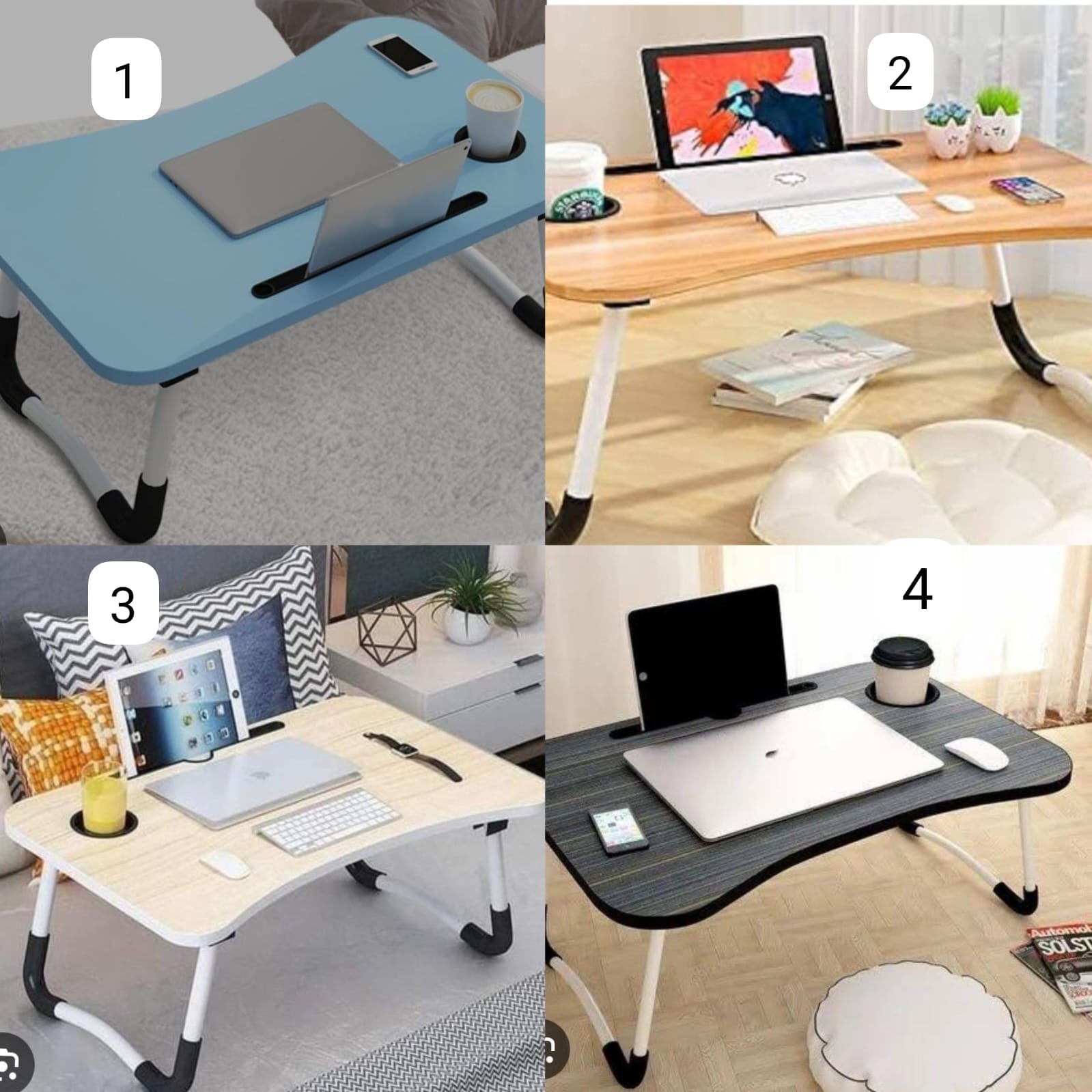 *‼️‼️‼️New in😍‼️🤩🤩**Multi-purpose foldable portable laptop desk study table with tablet slot and drink slot*