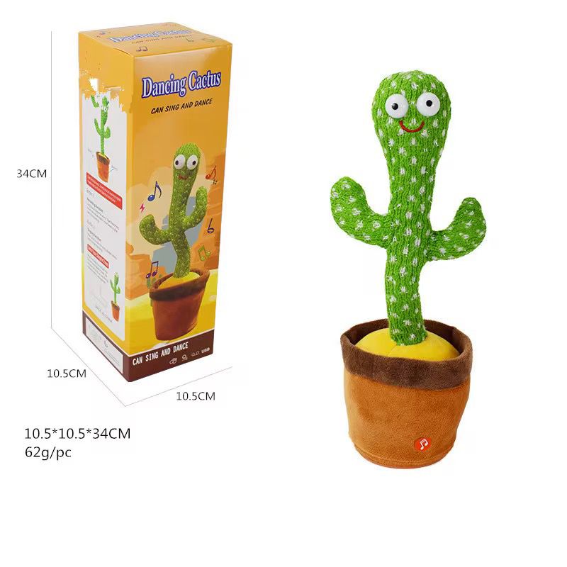 Sways and wiggle to every mimic 🎶 🎵 Rechargeable Dancing cactus  🌵Equipped with colorful glowing lights that flash while dancing.Made of non-toxic, durable fabric with a plush cover, safe for child