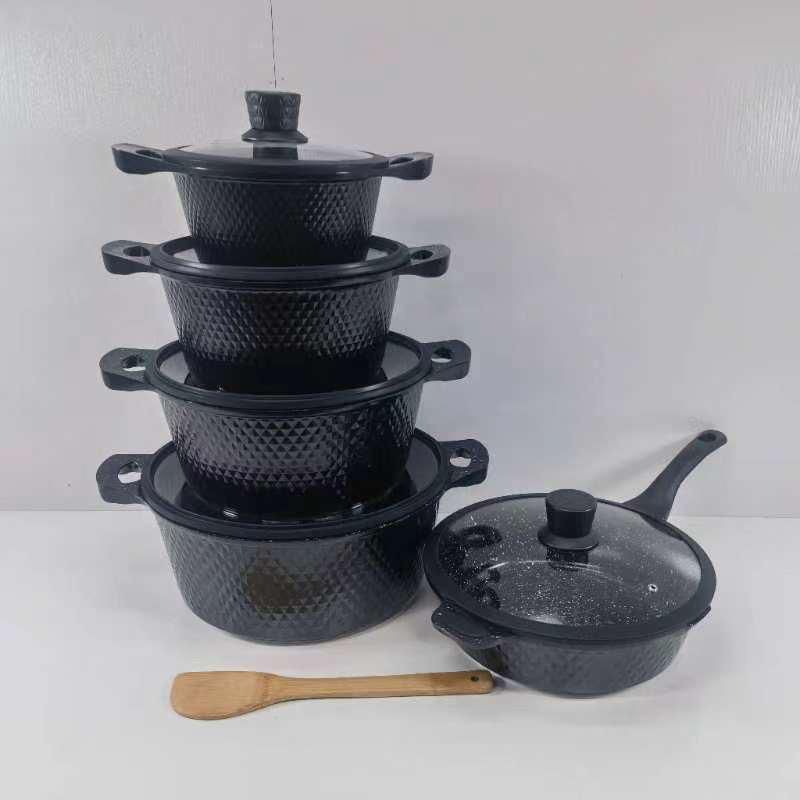 Bosch 11PCs Non-stick Cookware set -Granite Cookware set. Very high quality granite pots. It has glass lids that traps heat inside for efficient cooking.It comes in a Set highly durable, easy to clea