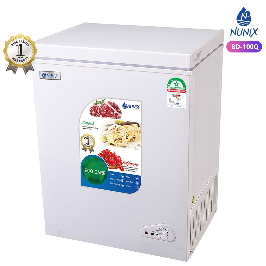 PRICE DROP!!Nunix 100l Chest Freezer.offers you with an excellent way to keep your products fresh and cool for a long time. The chest freezer has a good energy rating and thus keeps your energy bills.