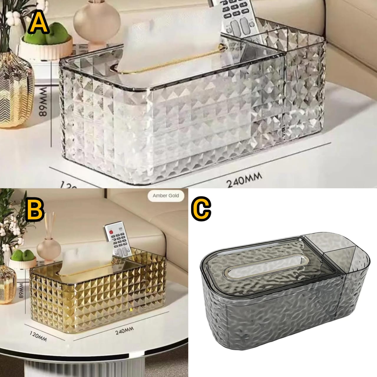 MUST HAVE!!3 slots storage organizer with serviette holder. known for its strength and durability, ensuring that this organizer will withstand daily use without losing its charm.