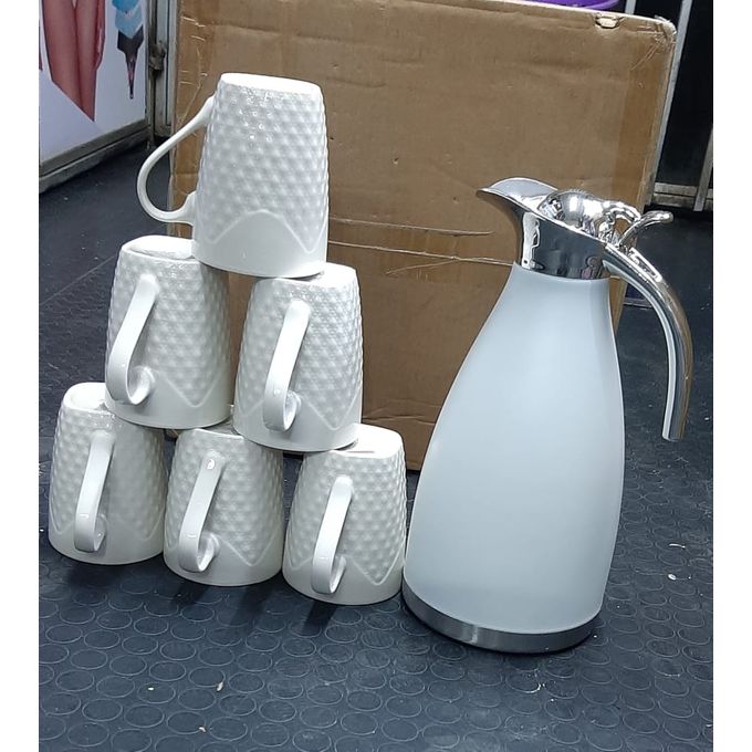 BEST DEALS! JP FLASK+6PCS CUPS. This tea mug &2L Flask adopt ultra-thick and premium grade ceramics, they will stand up functional and aesthetic to everyday use. It is perfect for your coffee, tea.