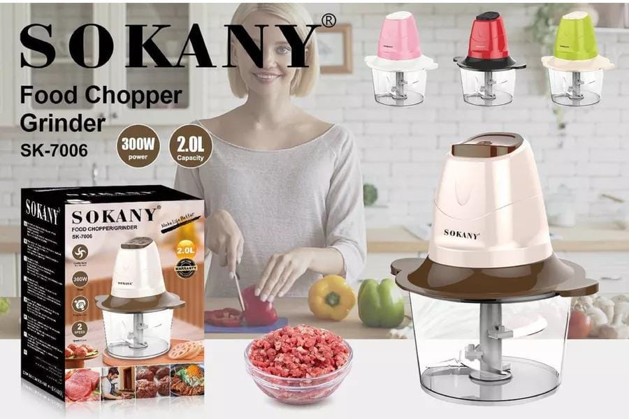 PROMOTION PRICE ! Sokany Electric Multi-functional Food Processor - Meat Vegetable Chopper 2L.
Chopper is equipped with smart technologies so that you can chop all sorts of vegetables
Easy pulling